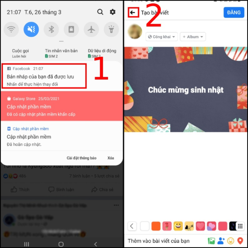 Tìm và đăng bản nháp đã lưu trên Facebook